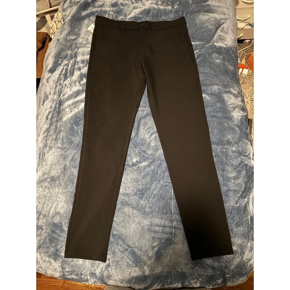 Plaid&Plain Men’s Skinny Fit Stretch Dress Pants Chinos Black 36x34 NWT